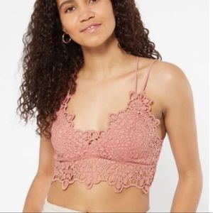 NEW Rue21 Dark Pink Scalloped Crochet Bralette S